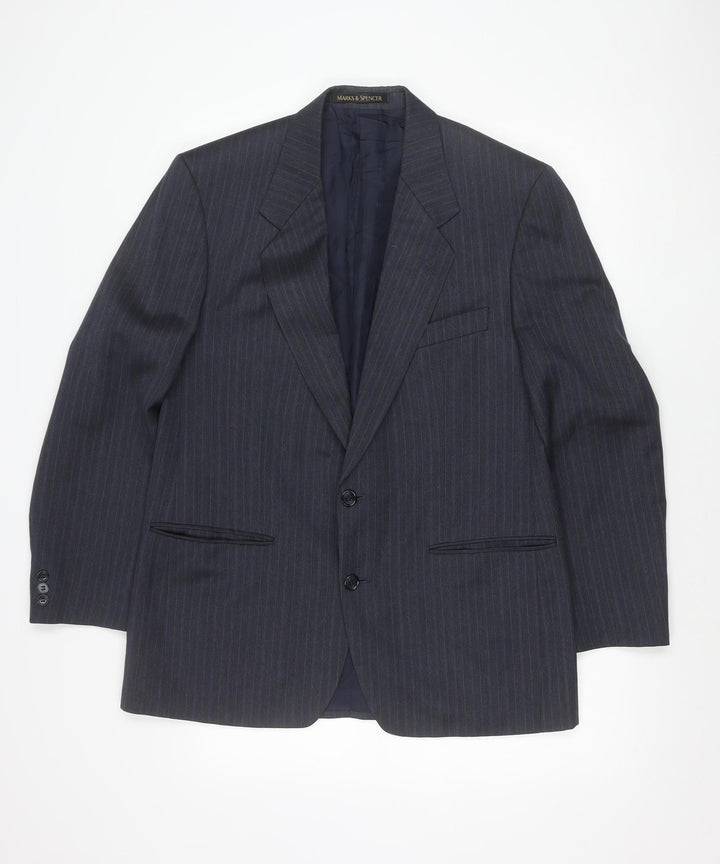 Marks and Spencer Men’s Blue Pinstripe Suit Jacket 40 Chest