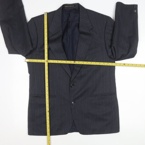 Marks and Spencer Men’s Blue Pinstripe Suit Jacket 40 Chest