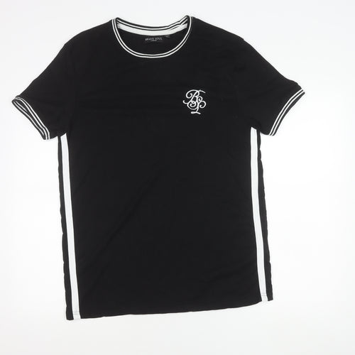 Brave Soul Men’s Black XL Crew Neck Short Sleeve Cotton T-Shirt