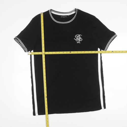 Brave Soul Men’s Black XL Crew Neck Short Sleeve Cotton T-Shirt