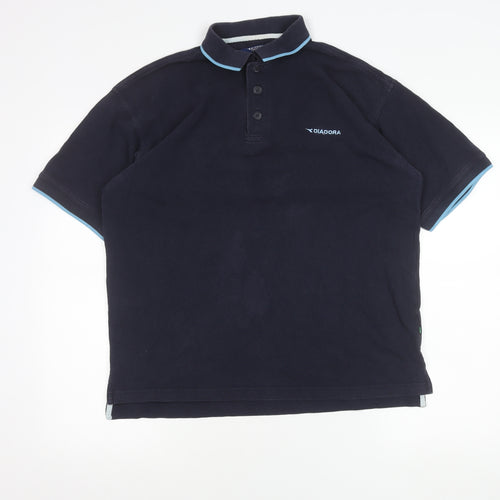 Diadora Men’s Blue Cotton Polo Shirt Size L Regular Fit