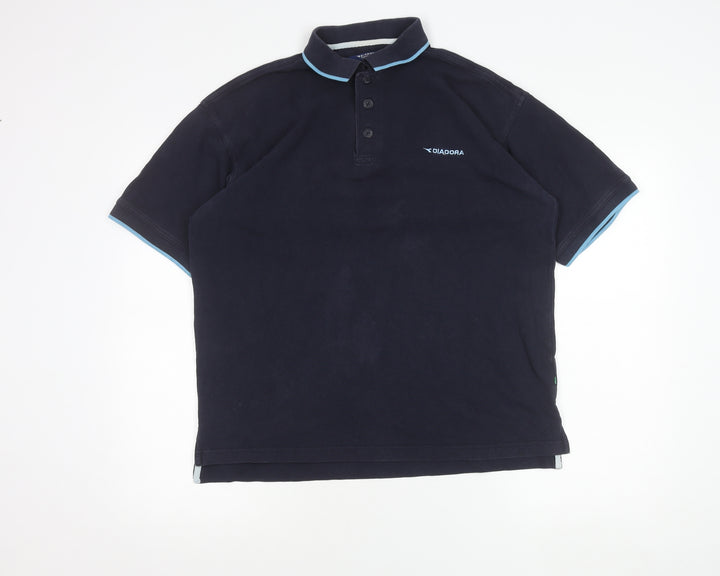 Diadora Men’s Blue Cotton Polo Shirt Size L Regular Fit