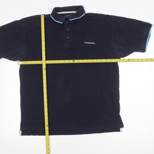 Diadora Men’s Blue Cotton Polo Shirt Size L Regular Fit