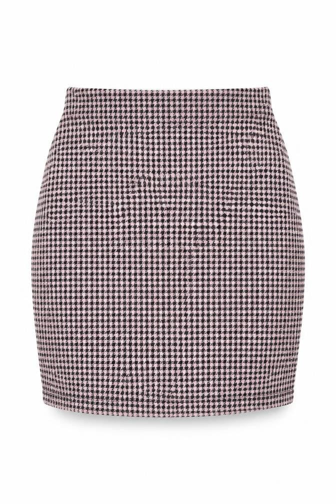 New Look Womens Pink Black Check Mini Pencil Skirt Size 8