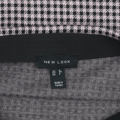 New Look Womens Pink Black Check Mini Pencil Skirt Size 8
