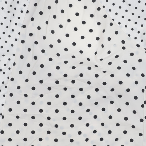 Warehouse Women’s Beige Polka Dot Chiffon Blouse UK 8 Classic Scoop Neck