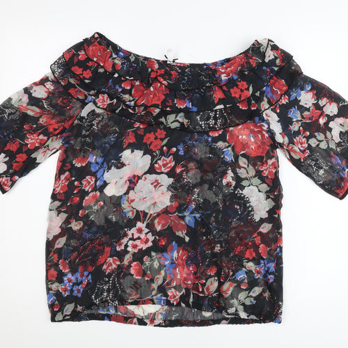 Next Womens Multicoloured Floral Off Shoulder Ruffle Blouse Size 14