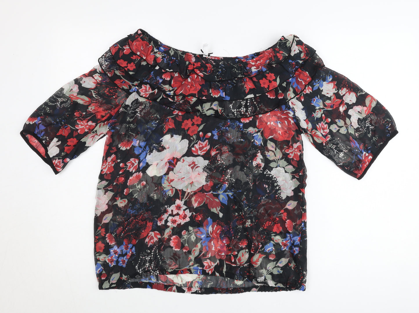 Next Womens Multicoloured Floral Off Shoulder Ruffle Blouse Size 14