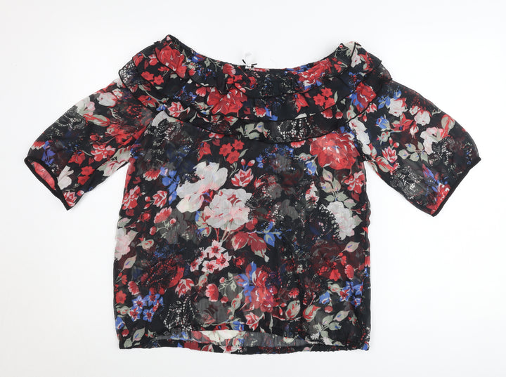Next Womens Multicoloured Floral Off Shoulder Ruffle Blouse Size 14