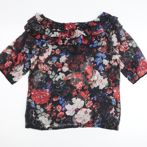 Next Womens Multicoloured Floral Off Shoulder Ruffle Blouse Size 14