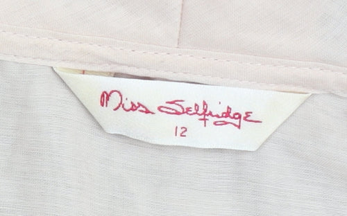 Miss Selfridge Women Beige Black Ruffle Sheath Dress Size 12