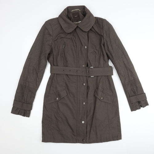 Next Womens Brown Trench Coat Size 6 Belted Long Sleeve Classic Workwear