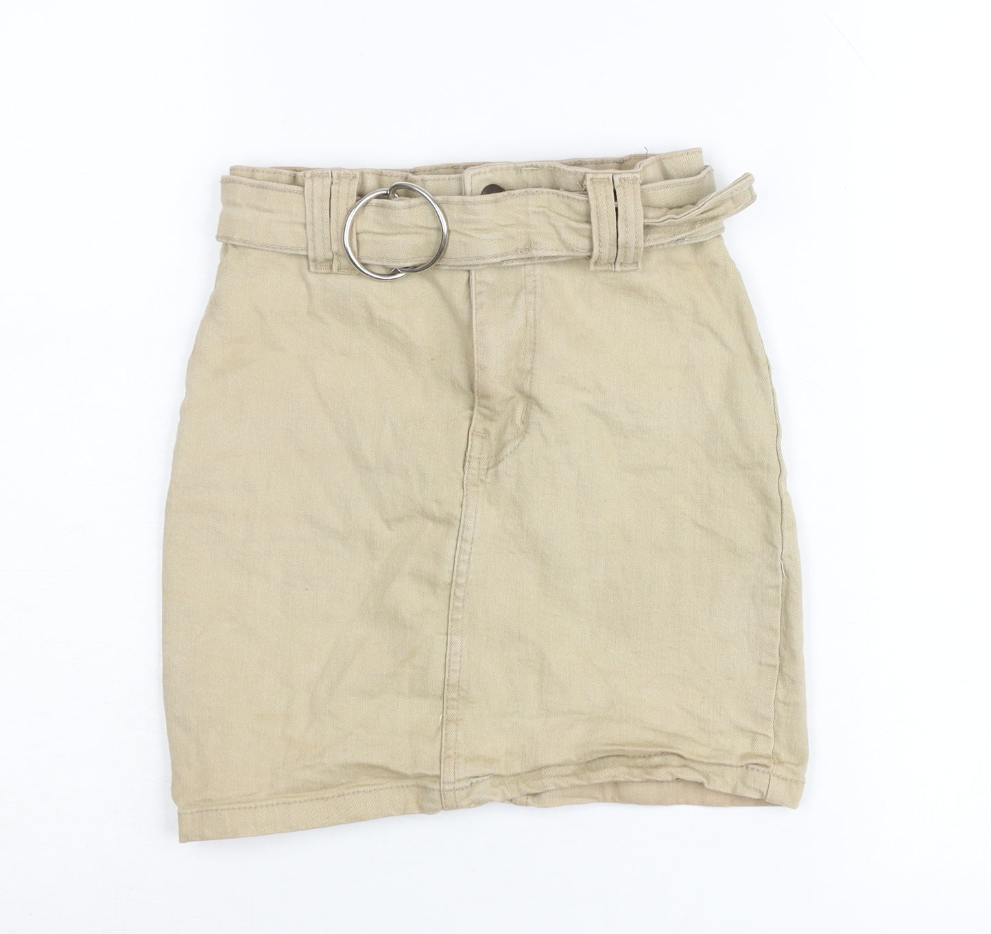PrettyLittleThing Women Beige Size 4 High Rise Short Skirt