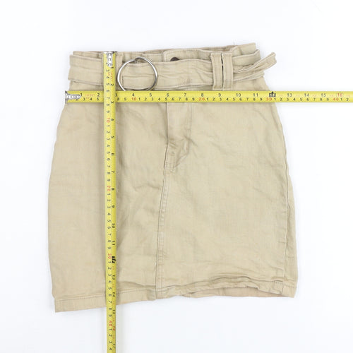 PrettyLittleThing Women Beige Size 4 High Rise Short Skirt