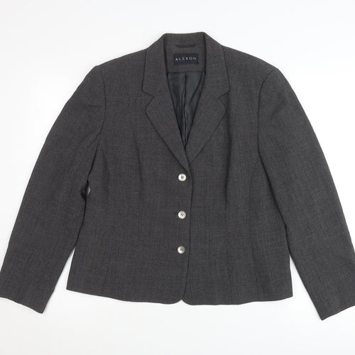 Alexon Women’s Grey Wool Blend Blazer UK 14 Classic Work Jacket