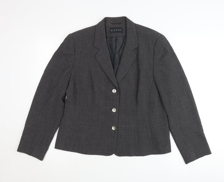 Alexon Women’s Grey Wool Blend Blazer UK 14 Classic Work Jacket