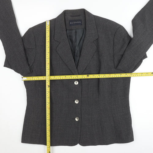 Alexon Women’s Grey Wool Blend Blazer UK 14 Classic Work Jacket