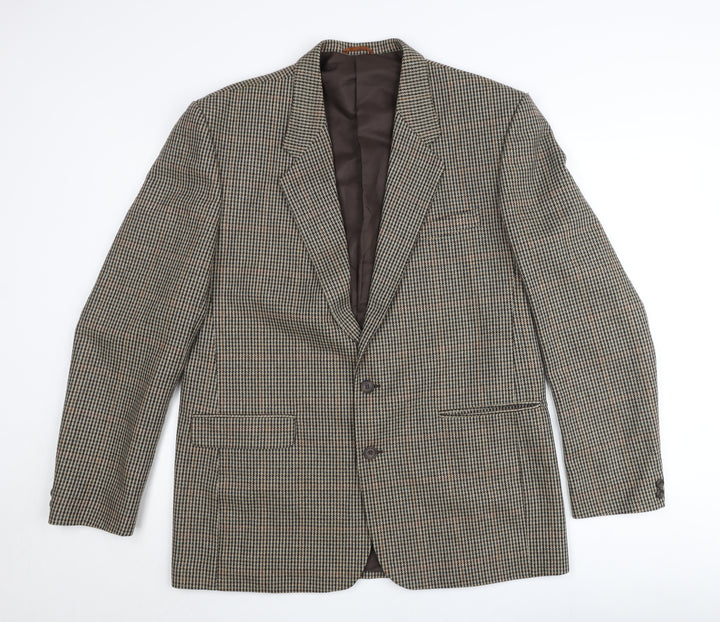 Burton Men's Brown Check Wool Blazer Jacket Size 42 Long