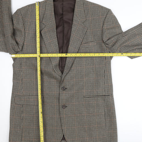 Burton Men's Brown Check Wool Blazer Jacket Size 42 Long
