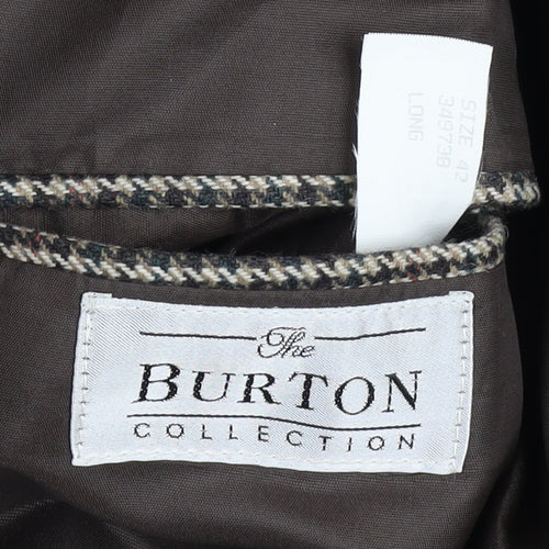 Burton Men's Brown Check Wool Blazer Jacket Size 42 Long
