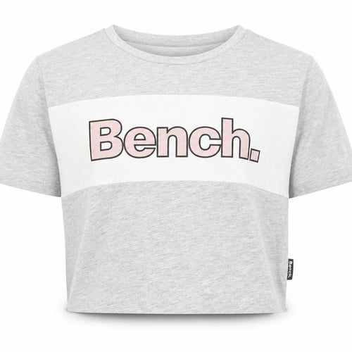 Bench Girls Grey Cropped T-Shirt Logo Print 13-14 Years Casual Top
