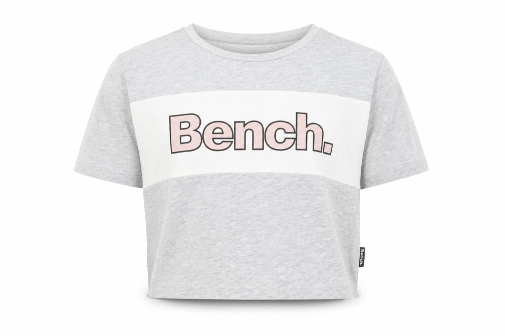 Bench Girls Grey Cropped T-Shirt Logo Print 13-14 Years Casual Top
