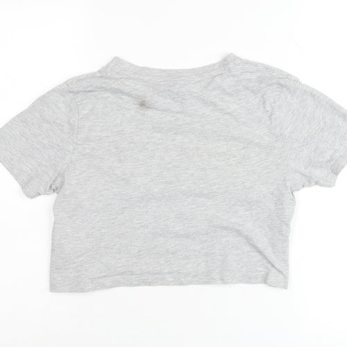 Bench Girls Grey Cropped T-Shirt Logo Print 13-14 Years Casual Top