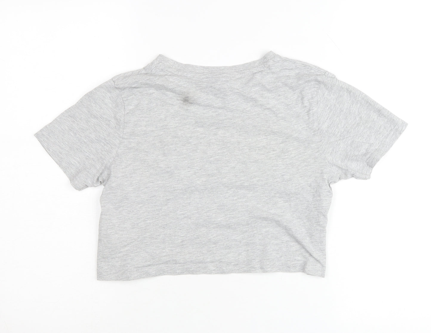 Bench Girls Grey Cropped T-Shirt Logo Print 13-14 Years Casual Top