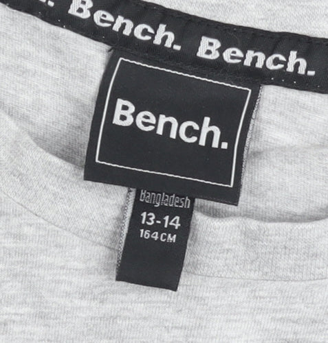 Bench Girls Grey Cropped T-Shirt Logo Print 13-14 Years Casual Top