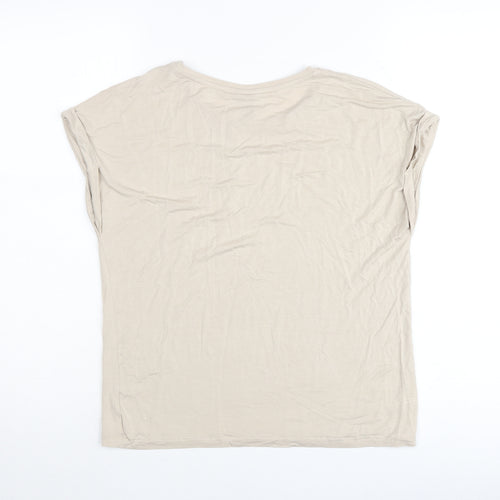 M&Co Women’s Beige Star Rhinestone T-Shirt UK 10 Short Sleeve