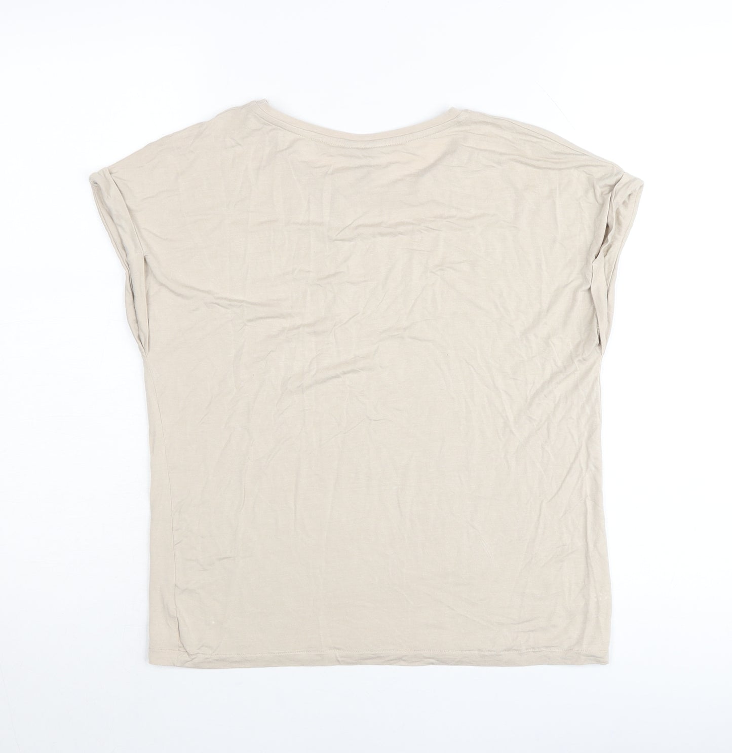 M&Co Women’s Beige Star Rhinestone T-Shirt UK 10 Short Sleeve