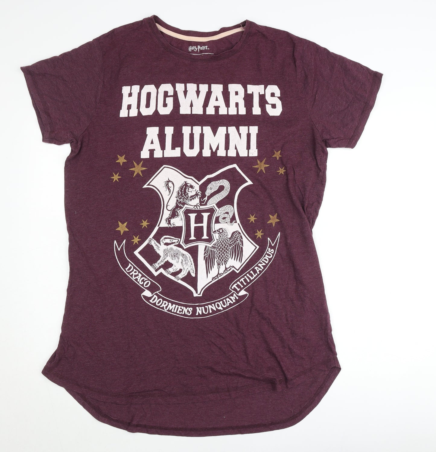 Harry Potter Womens Purple L T-Shirt Hogwarts Alumni Short Sleeve
