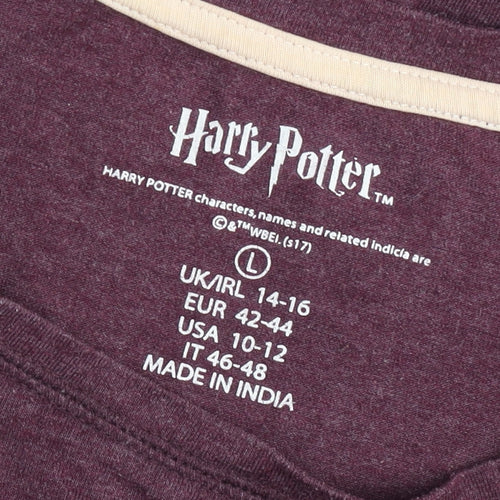 Harry Potter Womens Purple L T-Shirt Hogwarts Alumni Short Sleeve