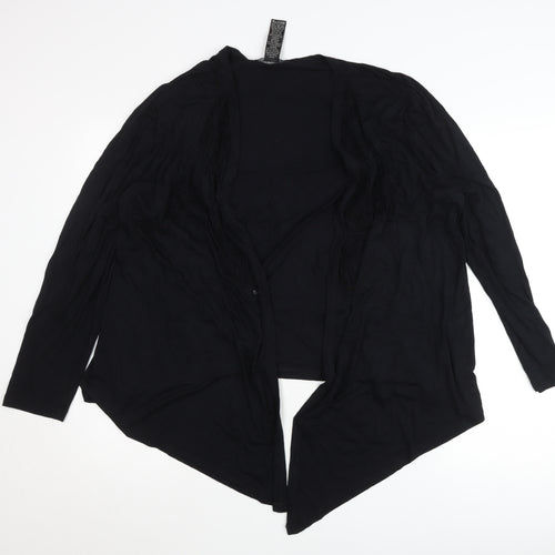Design History Women's Black Size 16 Open Cardigan Lightweight Viscose Blend