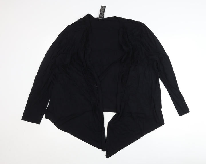 Design History Women's Black Size 16 Open Cardigan Lightweight Viscose Blend
