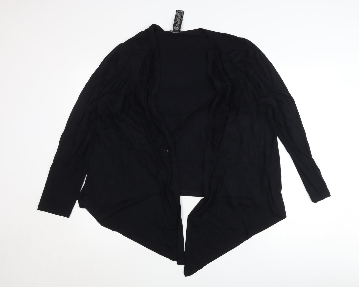 Design History Women's Black Size 16 Open Cardigan Lightweight Viscose Blend
