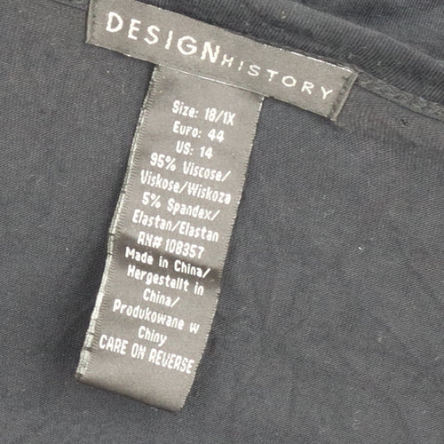 Design History Women's Black Size 16 Open Cardigan Lightweight Viscose Blend