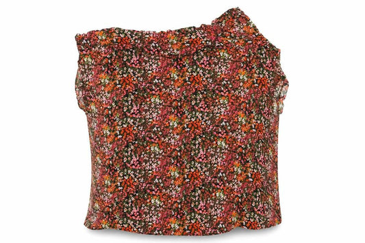 Front view of H&M Women’s Multicoloured Floral Blouse, size UK 18, Scoop Neck Sleeveless