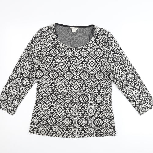 Monsoon Women’s Black Geometric Knit Tunic Blouse UK 12