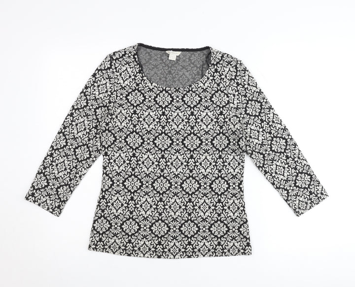 Monsoon Women’s Black Geometric Knit Tunic Blouse UK 12