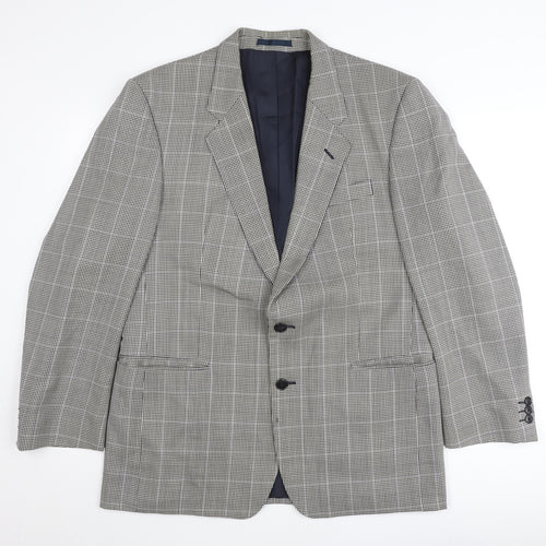 St Michael Mens Grey Wool Check Blazer Jacket 42R Regular