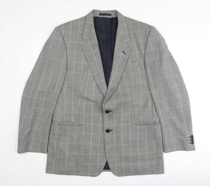 St Michael Mens Grey Wool Check Blazer Jacket 42R Regular