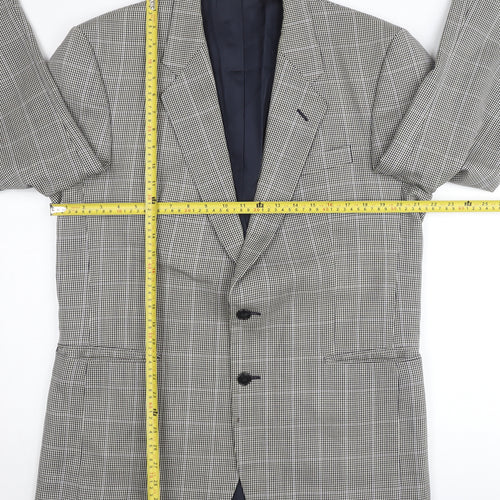 St Michael Mens Grey Wool Check Blazer Jacket 42R Regular