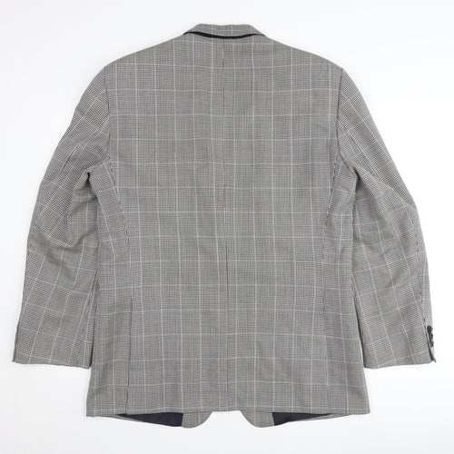 St Michael Mens Grey Wool Check Blazer Jacket 42R Regular