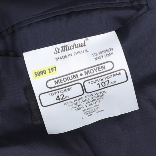 St Michael Mens Grey Wool Check Blazer Jacket 42R Regular