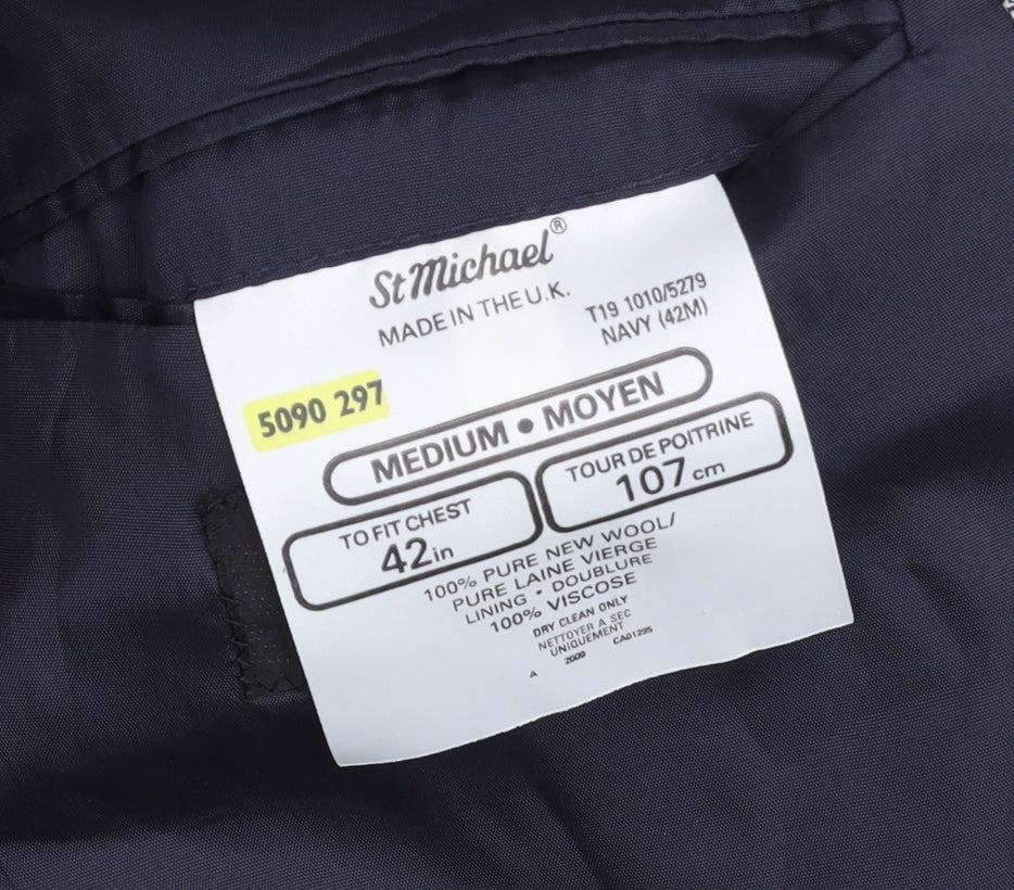 St Michael Mens Grey Wool Check Blazer Jacket 42R Regular