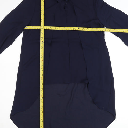 Zara Women Blue Long Sleeve Collared Blouse Size S