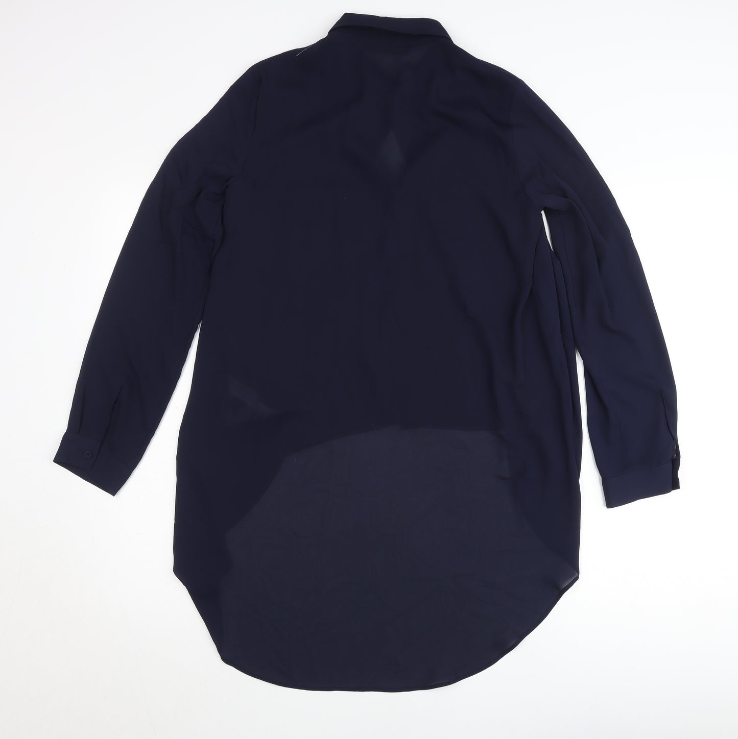 Zara Women Blue Long Sleeve Collared Blouse Size S