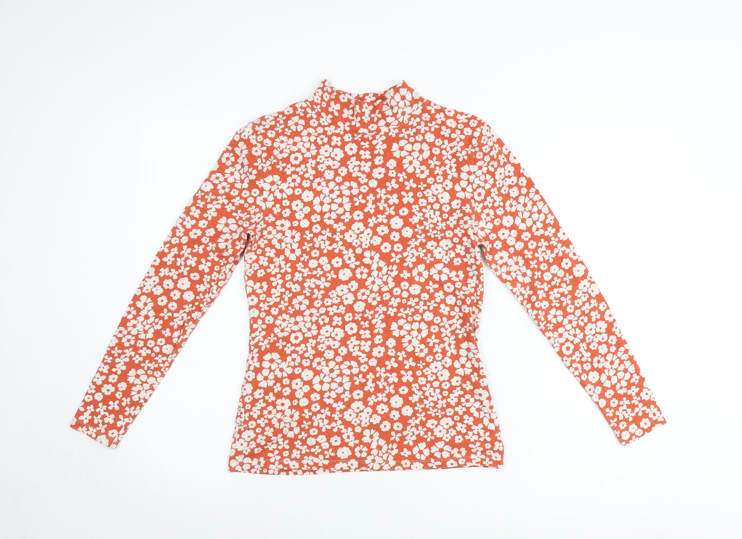 Marks and Spencer Women’s Red Floral Mock Neck Long Sleeve Top Size 10