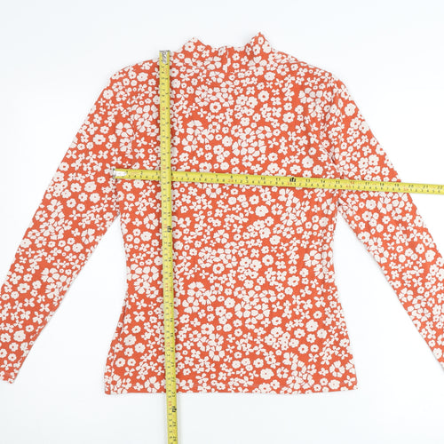 Marks and Spencer Women’s Red Floral Mock Neck Long Sleeve Top Size 10